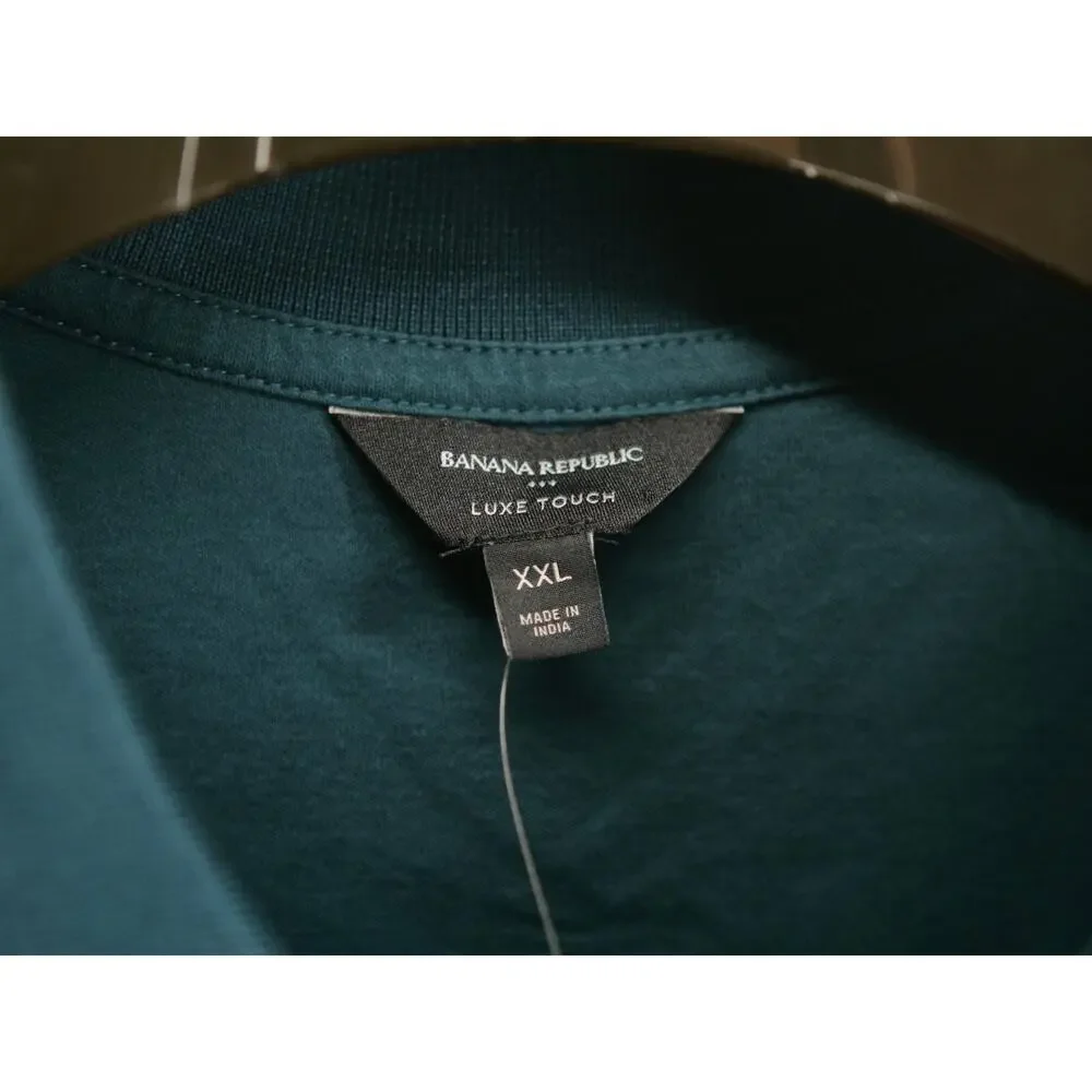 Banana Republic Luxe Touch SS Shirt Men XXL NWT Dark Teal Green Button Up